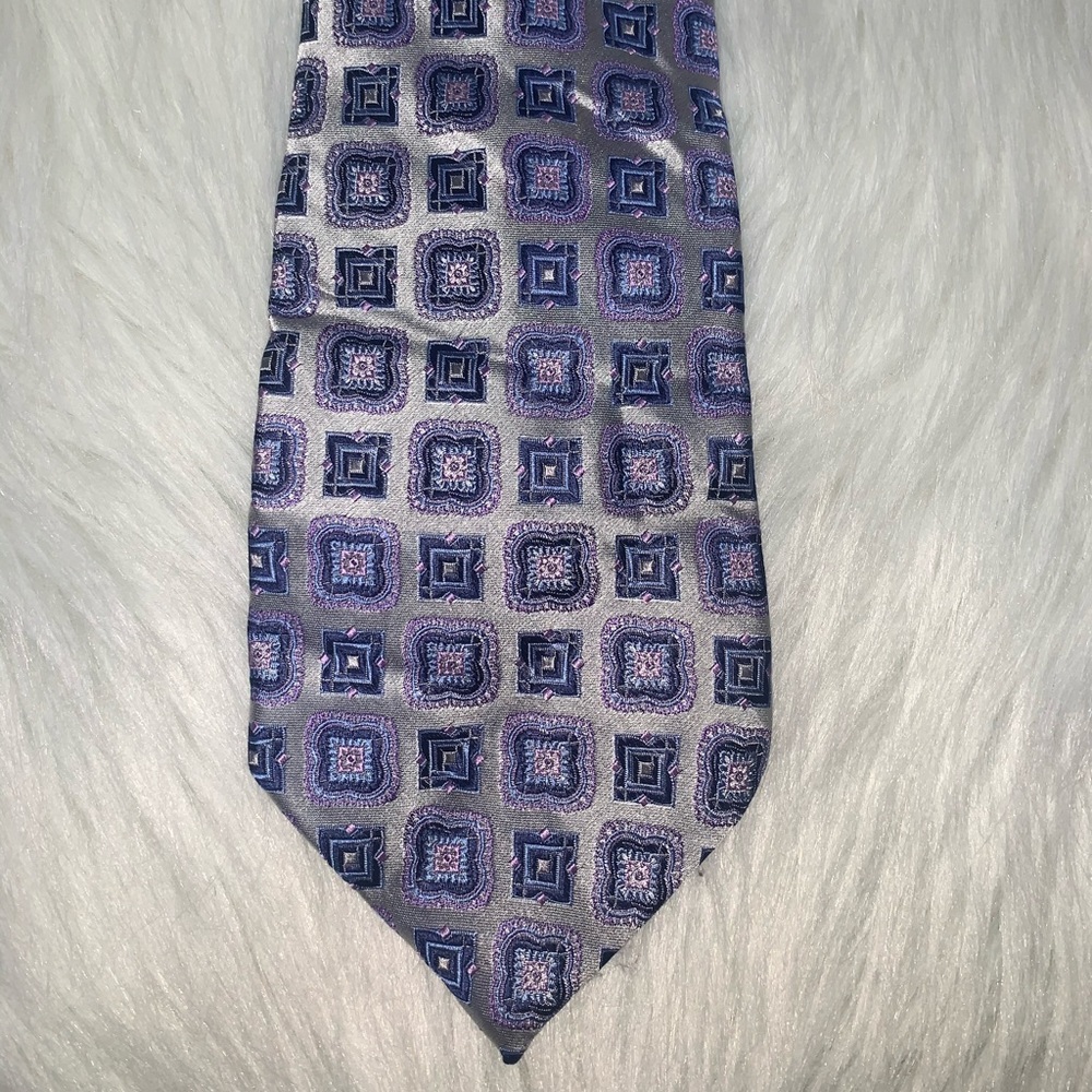 Siena silk purple gray polka dot tie E
